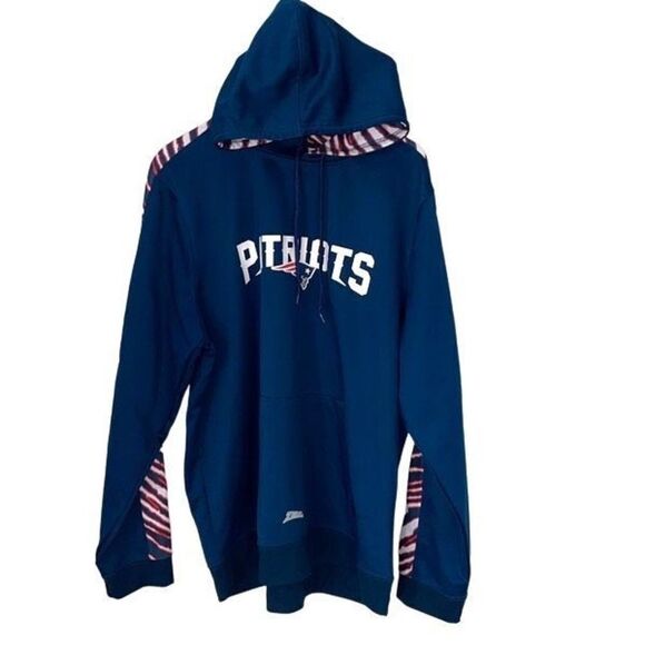 NFL Team Apparel Unisex Hoodie Sweatshirt Patriots Zubaz Pullover Navy Blue Size - Picture 1 of 11